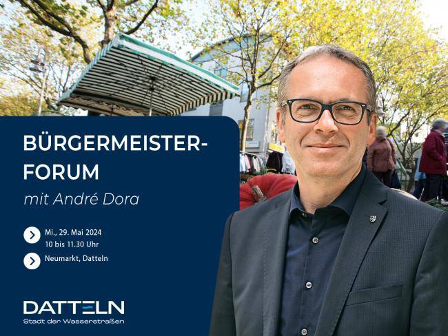 Fotocollage mit Bürgermeister André Dora und im Hintergrund der Neumarkt.