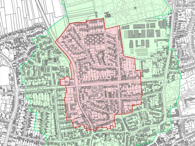 Mögliche Evakierungsbereiche am Grünen Weg bei einer möglichen Blindgängerentschärfung 