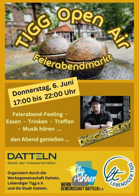 Plakat für den "Tigg-Open-Air-Feierabendmarkt"