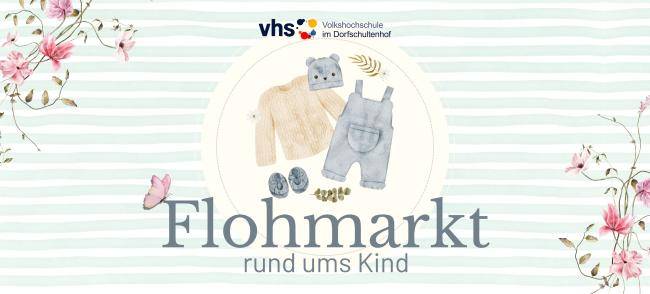 Flohmarkt rund ums Kind. Das Bild zeigt Kinderkleidung auf pastellgrünem Hintergrund.