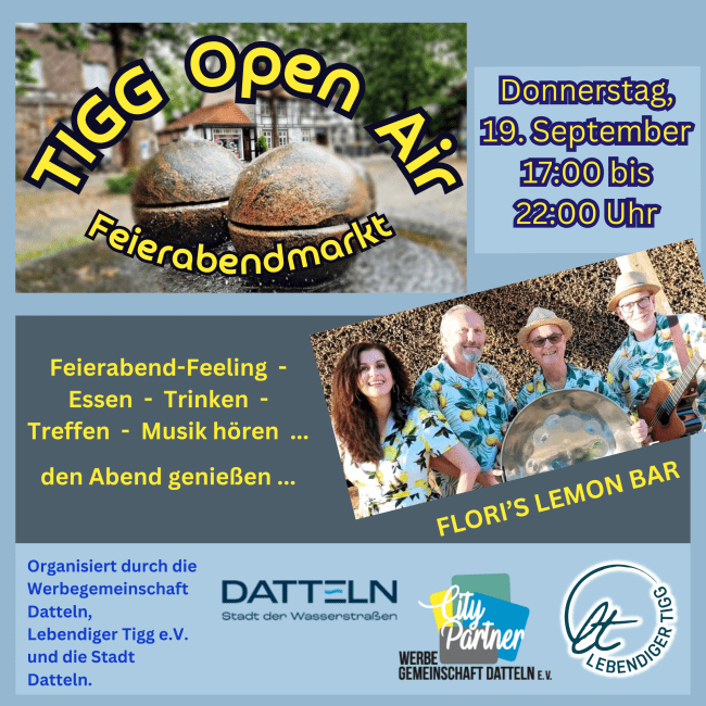 Hinweis-Grafik zum Tigg-Open-Air-Feierabendmarkt