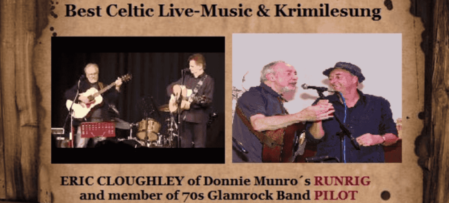 Best Celtic Live-Music & Krimilesung mit den Musikern Eric Cloughley und Noel Rocks. 