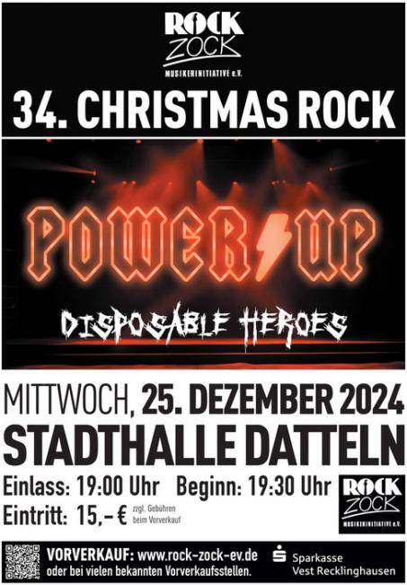 Plakat Christmasrock mit den Bands Power Up und Disposable Heroes