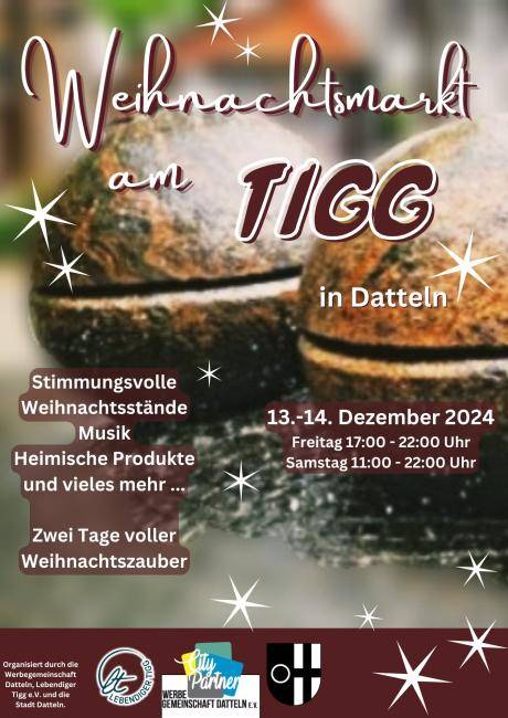 Hinweisplakat für den Weihnachtsmarkt am Tigg 2024