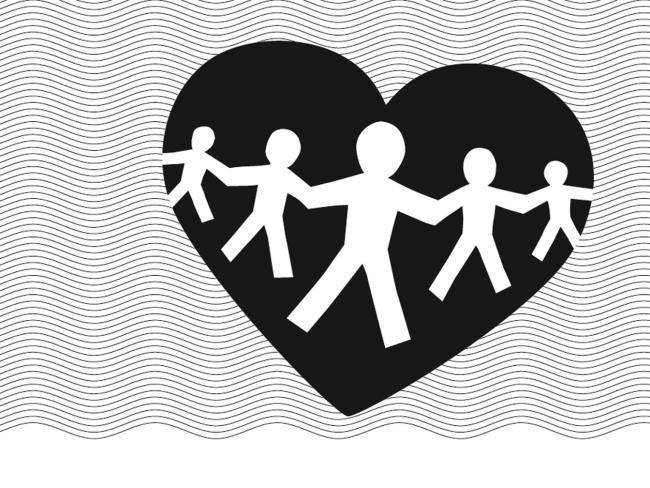 Das Logo des Dattelner Ehrenamtspreises - fünf stilisierte Personen, die sich in einem schwarzen Herz an den Händen halten