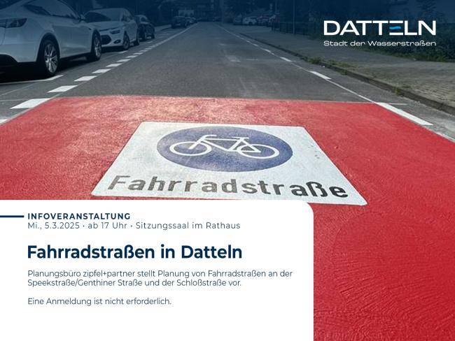 Hinweis zur Infoveranstaltung zu Fahrradstraßen in Datteln