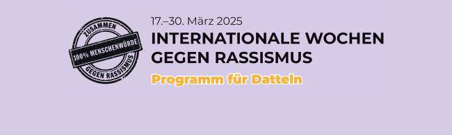 Das Bild zeigt einen Ausschnitts des Titelbilds für das Programm der Internationalen Wochen gegen Rassismus 2025