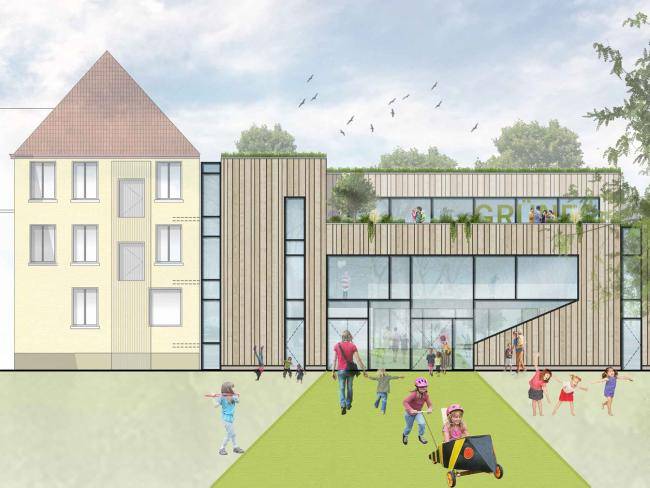 Ansicht der geplanten OGS-Erweiterung an der Lohschule