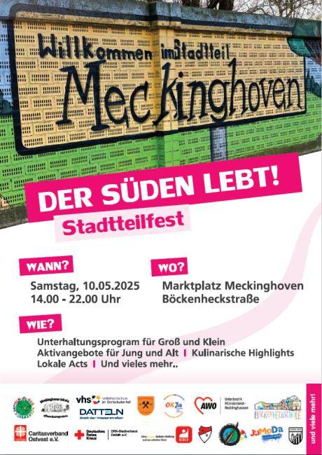 Plakat zum Stadtteilfest in Meckinghoven 2025