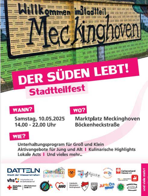 Plakat für das Stadtteilfest Meckinghoven 2025