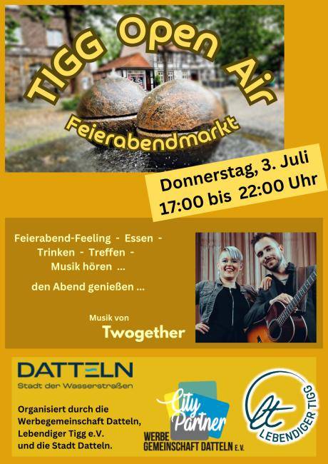 Plakat für den Feierabendmarkt am Tigg am 3.7.2025