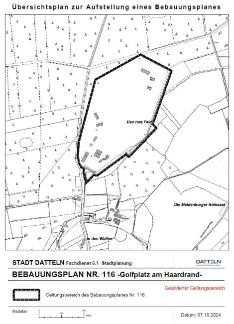 Geltungsbereich Bebauungsplan 116 - Golfplatz am Haardrand