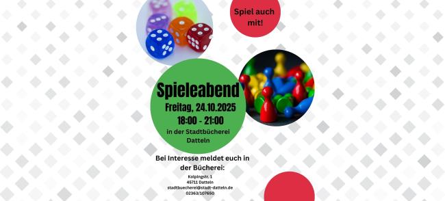 Spieleabend Stadtbücherei 24. Oktober 2025 Eventbild 