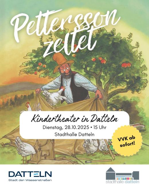 Plakat zur Kindertheaterveranstaltung "Petterson zeltet"