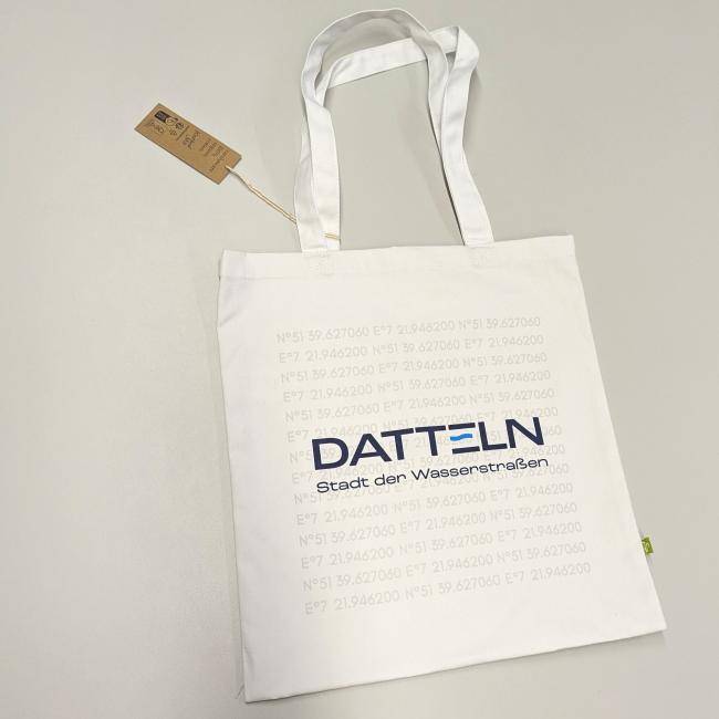 Baumwolltasche im Datteln-Design Produktfoto Totale