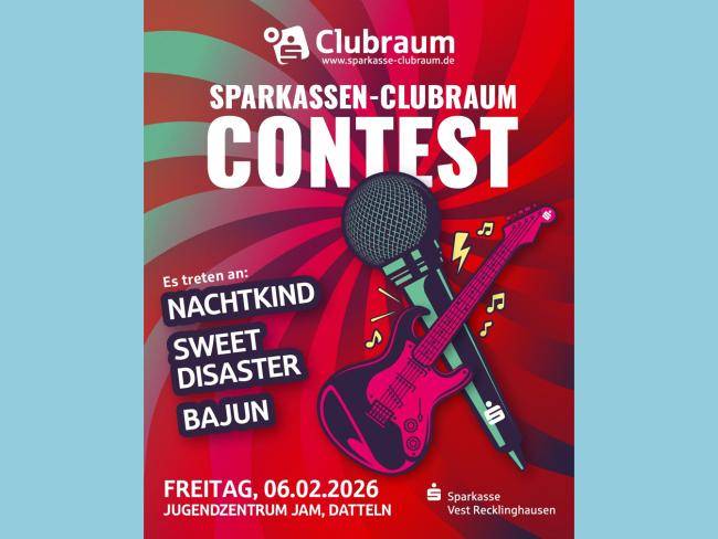 Plakat zum Sparkassen-Clubraum-Contest am 6.2.2026