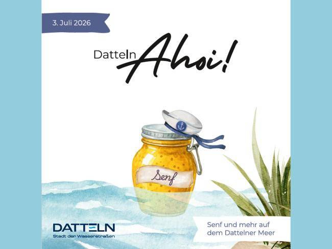 Titelbild des "Datteln Ahoi!"-Flyers zur Senfverkostung