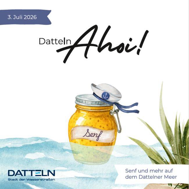 Titelbild des "Datteln Ahoi!"-Flyers zur Senfverkostung