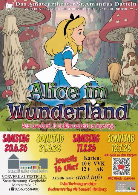 Alice auf eimem Baumstumpf im Wunderlan