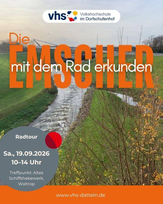 Ein Abschnitt der Emscher in der Dämmerung.